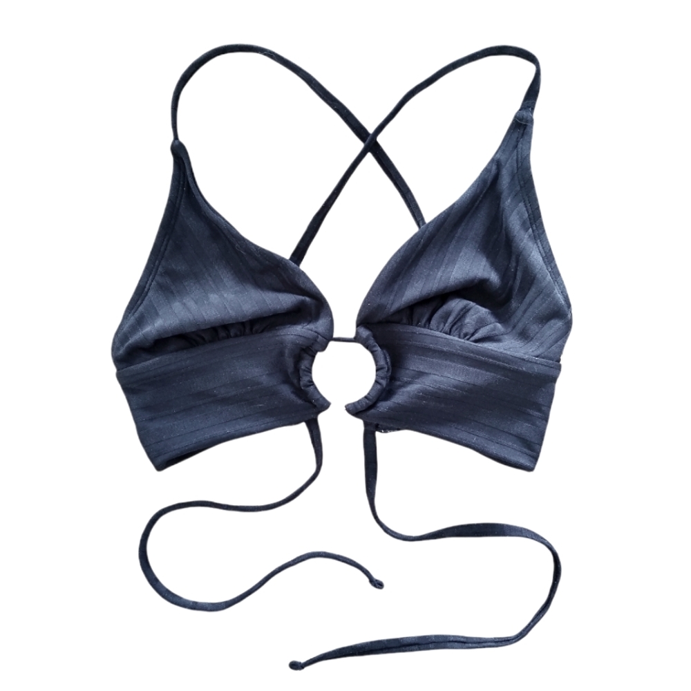 2 for $30! Xhilaration Triangle Bikini Top With Gold O Ring in the Center - Picture 2 of 5